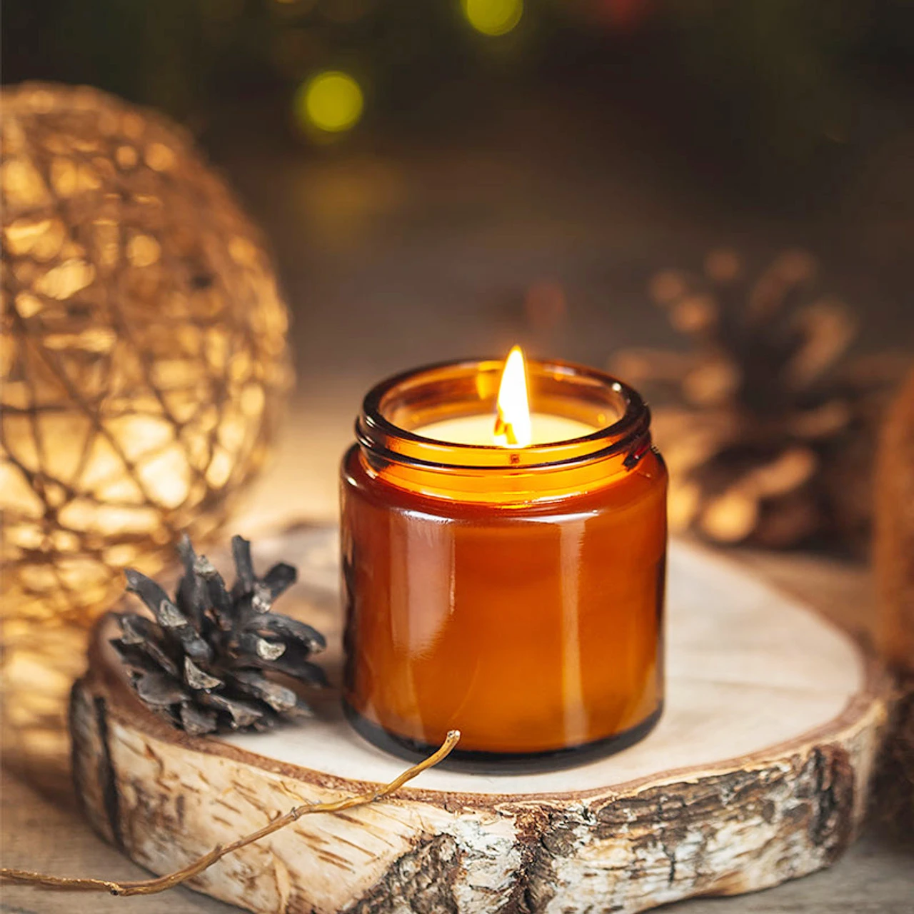 Candle Making Glass Jars - Glass Candle Jars, 4oz Amber Round