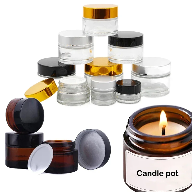 5Pcs 5g-100g Mini Amber Round  - Candle Making Glass Jars 评论和价格