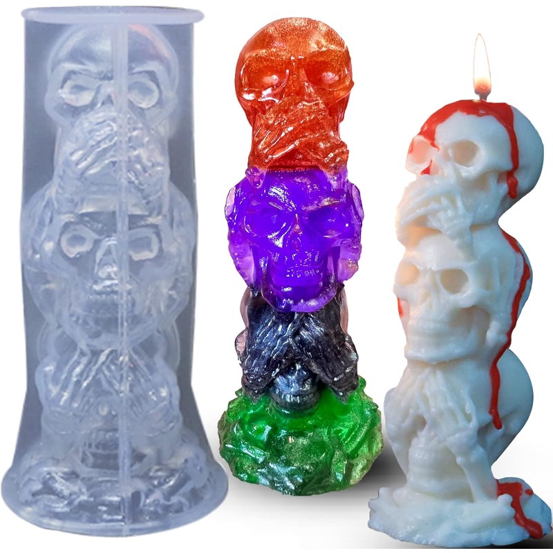 Triple Skull 3D Silicone Candl - Candle Making Event 评论和价格
