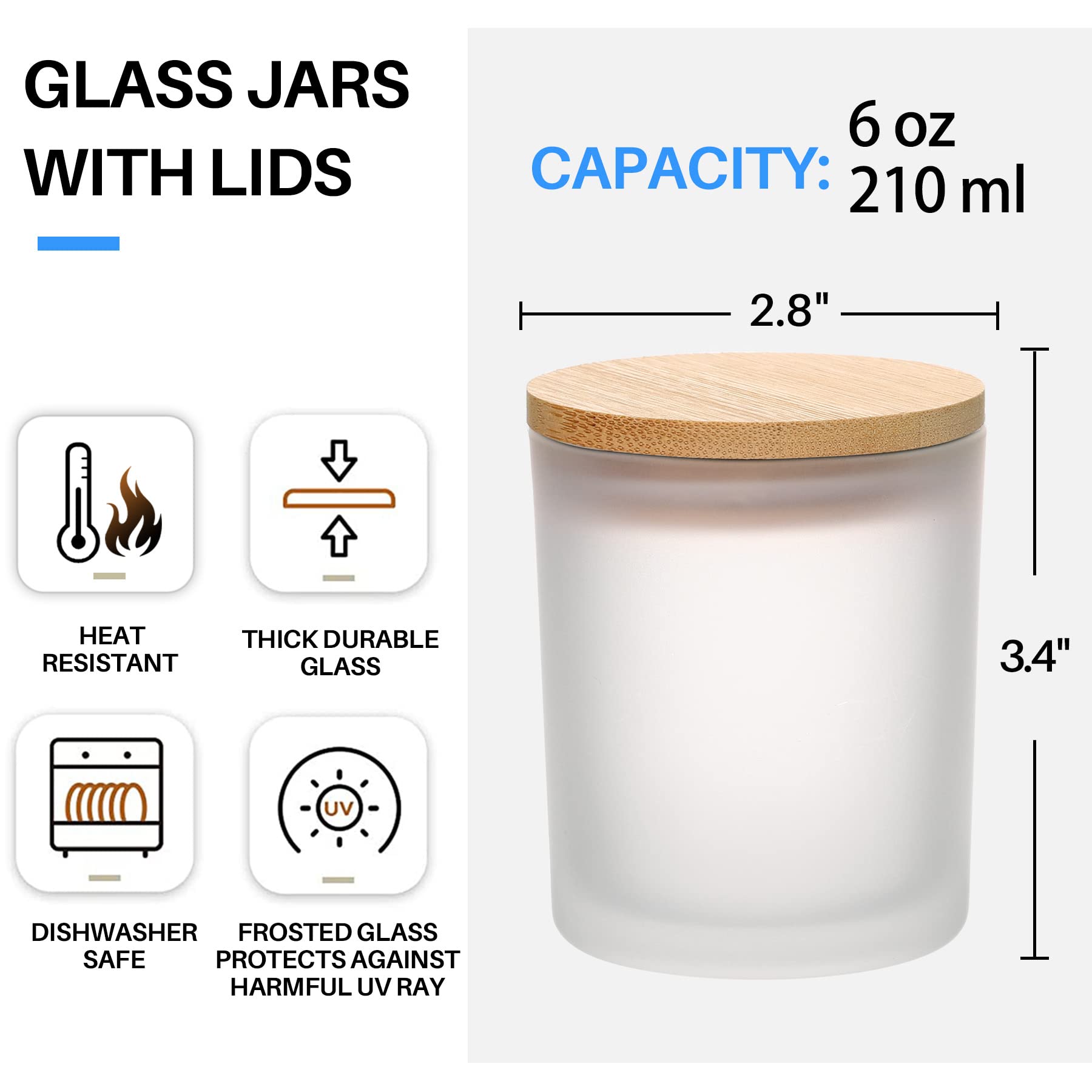 6-Pack 6OZ Frosted Amber Glass - Candle Making Glass Jars 评论和价格